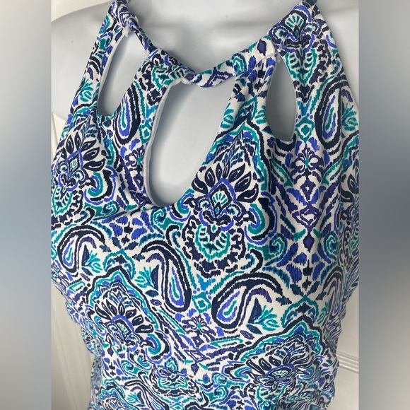 Leilani NWT Blue & White Patterned Halter Bathing Suit Top - Picture 3 of 7